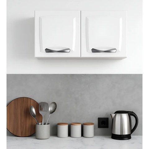 Armario Multiuso Lavanderia Cozinha Aço Branco - Aço 80 cm 2 Portas - Branco