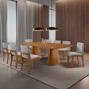 Ver imagem 1 de Sala de Jantar Mesa Noronha 220cm Tampo Laminado Barril com 8 Cadeiras Bella Mobillare