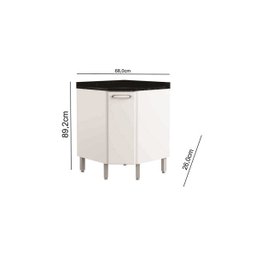 Armário Balcão Canto Bertolini Evidence Aço 1 porta com tampo - Branco - 3