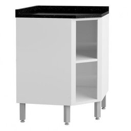 Armário Balcão Canto Bertolini Evidence Aço 1 porta com tampo - Branco - 2