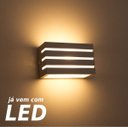 Ver imagem 3 de Kit 3x Arandela Frisada Policarbonato Branca para Área Externa e Interna + Lâmpada LED 5W 3000K