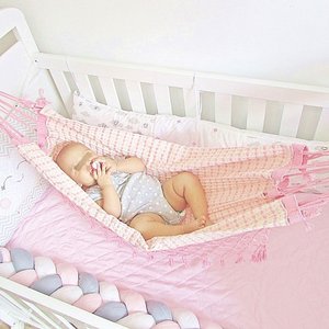 Rede de Dormir para Berço de Bebê 100% Algodão Várias Cores: Rosa Bebê