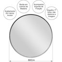 Ver imagem 4 de Espelho Redondo com Borda de Madeira Natural 80cm