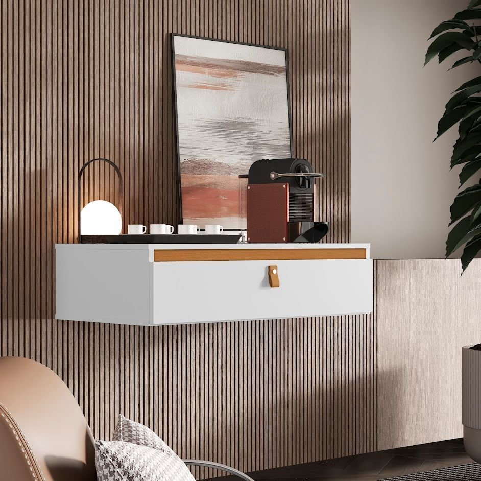 Penteadeira Suspensa Console Diana Cantinho Café Branco Nature