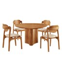 Ver imagem 2 de Conjunto Mesa de Jantar Helena Tampo Organico Laminado 4 Cadeiras Celeste Gold Marrom/Off White/Imbuia