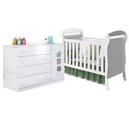 Quarto Infantil com Cômoda Livia e Berço Danny Branco Brilho - Phoenix Baby/reller Móveis - 1 Quarto Infantil com Cômoda Livia e Berço Danny Branco Brilho - Phoenix Baby/reller Móveis - 1