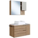 Ver imagem 1 de Conjunto Gabinete com Cuba e Espelheira 80cm Mel Branco Arenas Proddy