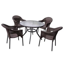 Conjunto Mesa e 4 Cadeiras em Alumínio e Rattan Atacama - Mor - 1