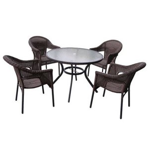 Conjunto Mesa e 4 Cadeiras em Alumínio e Rattan Atacama - Mor