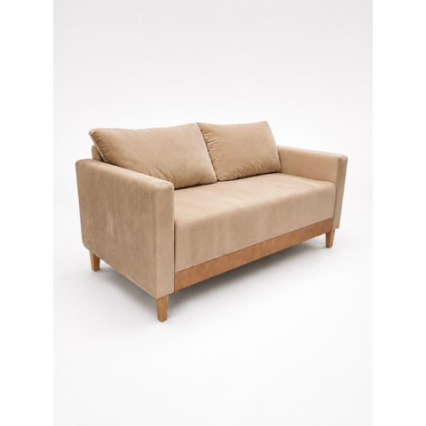 Sofá Living Austin 2 Lugares 160cm Veludo com Molas Bonnel - Bege