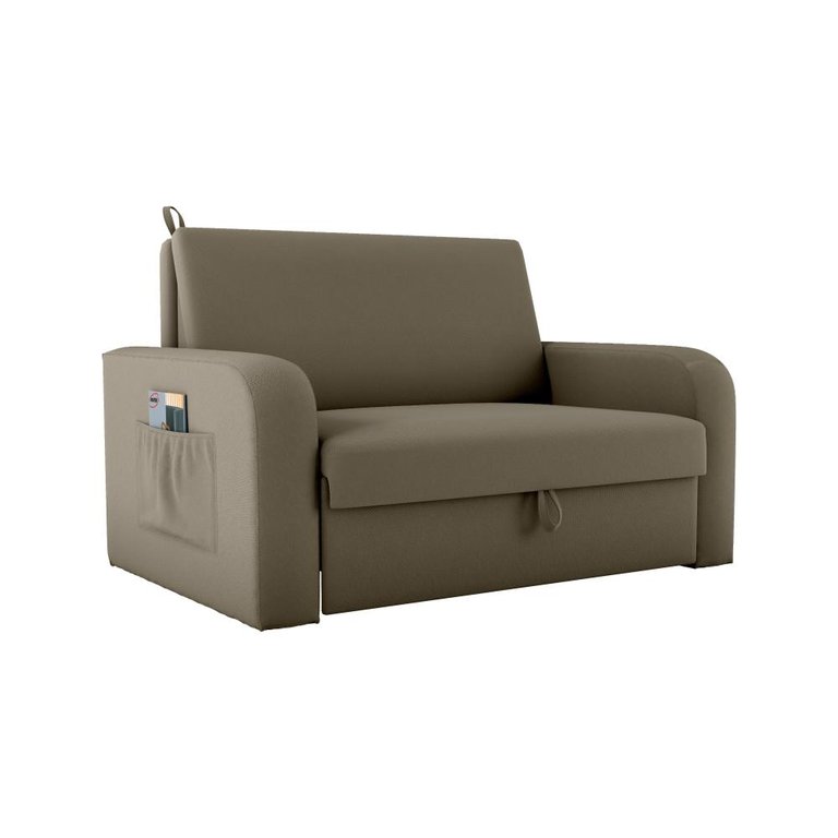 Sofá Cama Daiane 2 Lugares com Baú Veludo Maserati Capuccino Matrix
