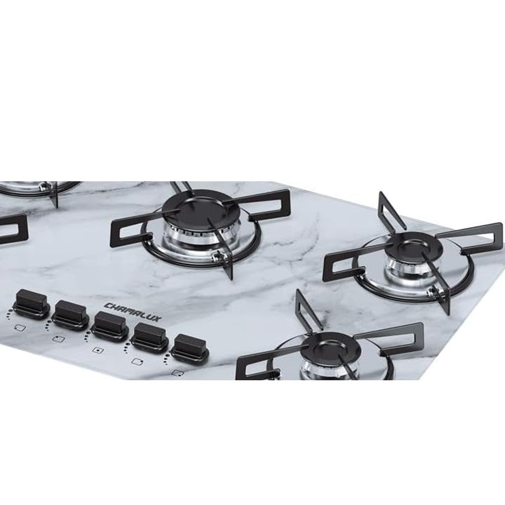 Cooktop 5 Bocas Ultra Chama Marmore Branco Bivolt Chamalux - 4