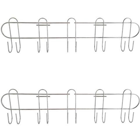 Kit 2 Cabideiros de Parede Porta com 10 Ganchos Suporte para Roupas Utensílios Bolsas