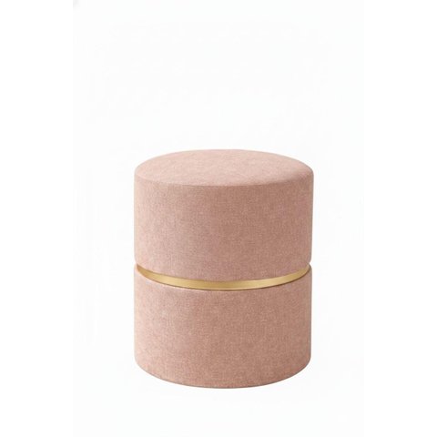 Kit Puff Cinta no Meio Dourada , Cor Rosa Veludo