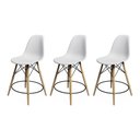 Ver imagem 1 de Kit 3 Banquetas Eames Eiffel de Madeira Assento Branco