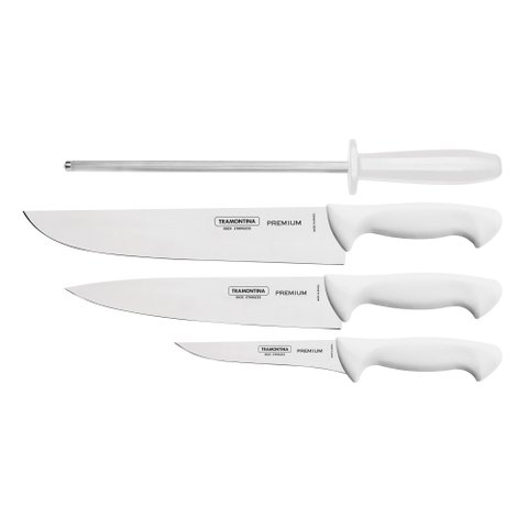 Jogo de Facas para Churrasco 4 Peças Inox Premium Tramontina Branco