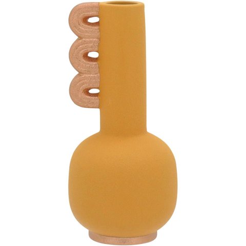 Vaso Castamar Decorativo Cachepô Enfeite 20x9x9cm Cerâmica Amarelo