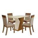 Ver imagem 6 de Conjunto Sala de Jantar Lay Nature-Off W-Corano 4 Lugares Tampo MDF Cadeiras em Veludo Caramelo