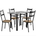 Ver imagem 2 de Conjunto de Mesa e Cadeiras 77cm x 100cm Palma Preto/Rattan/Ocre