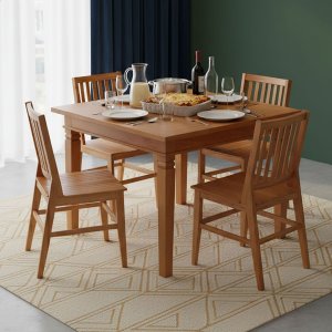 Conjunto Mesa de Jantar 80 X 80cm 4 Cadeiras Madri Madeira Natural