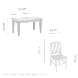 Conjunto Mesa de Jantar 1,5 M 6 Cadeiras Madri Madeira de Demolição - 4