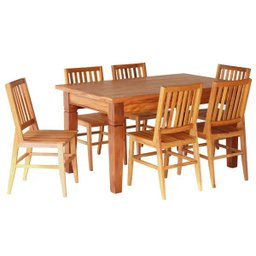 Conjunto Mesa de Jantar 1,5 M 6 Cadeiras Madri Madeira de Demolição - 1
