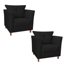 Ver imagem 1 de Conjunto 02 Poltrona Cadeira Decorativa Isis Clinica Escritório Suede Preto - LM DECOR