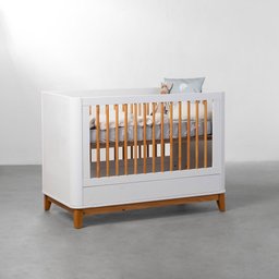 Kit Quarto Infantil Boom com Pés Square Mel - Berço + Cômoda 4 Gavetas e 1 Porta + Poltrona de Amame - 2