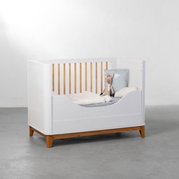 Kit Quarto Infantil Boom com Pés Square Mel - Berço + Cômoda 4 Gavetas e 1 Porta + Poltrona de Amame - 3