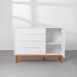 Kit Quarto Infantil Boom com Pés Square Mel - Berço + Cômoda 4 Gavetas e 1 Porta + Poltrona de Amame - 6