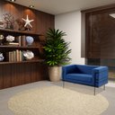 Ver imagem 5 de Kit 2 Poltronas Decorativas Base de Aço Preto Jeanneret-Gris Linho Azul Marinho - Gran Belo