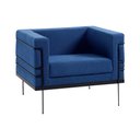 Ver imagem 6 de Kit 2 Poltronas Decorativas Base de Aço Preto Jeanneret-Gris Linho Azul Marinho - Gran Belo