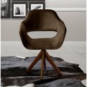 Ver imagem 5 de Poltrona Zara Giratória de Madeira em Veludo Marrom 260 Bella Decor