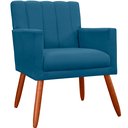 Ver imagem 1 de Poltrona Decorativa Cadeira Estofada Sala Cecilia Azul Marinho