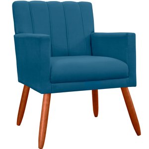 Poltrona Decorativa Cadeira Estofada Sala Cecilia Azul Marinho