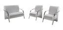 Ver imagem 1 de Conjunto Sevilha 2 Poltronas + 1 Namoradeira Braço Metal Decoração Recepção Sala - Corino Branco