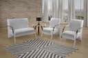 Ver imagem 2 de Conjunto Sevilha 2 Poltronas + 1 Namoradeira Braço Metal Decoração Recepção Sala - Corino Branco