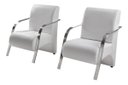 Ver imagem 4 de Conjunto Sevilha 2 Poltronas + 1 Namoradeira Braço Metal Decoração Recepção Sala - Corino Branco
