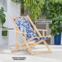 Ver imagem 3 de Kit 2 Espreguiçadeiras Dobrável com Tecido Branco Madeira Maciça
