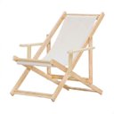 Ver imagem 2 de Kit 2 Espreguiçadeiras Dobrável com Tecido Branco Madeira Maciça