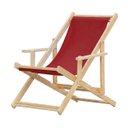Ver imagem 2 de Kit 2 Espreguiçadeiras Dobrável com Tecido Vermelho Madeira Maciça