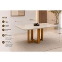 Ver imagem 4 de Conjunto Sala de Jantar 6 Lugares Mesa em MDF com Cadeiras Linho Mel e Creme 160cm Móveis Mundial