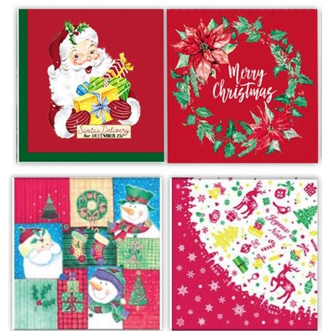 Kit Guardanapo de Natal Decorado Folhas Duplas 25cm 80 Unidades - Magizi
