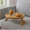 Ver imagem 2 de Bandeja Redonda de Bambu Natural para Braço de Sofá 25cm