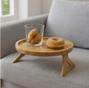 Ver imagem 2 de Bandeja Redonda de Bambu Natural para Braço de Sofá 25cm