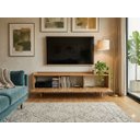 Ver imagem 4 de Rack para Tv 65 Polegadas Com Ripado Pés em Madeira Maciça 180cm Ravena