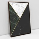 Ver imagem 2 de Quadro Decorativo em Canvas Geométrico Mármore Verde, Preto e Branco TaColado Moldura Madeira 90 x 6