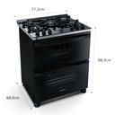 Ver imagem 3 de Fogão Brastemp 5 bocas Preto com duplo forno, mesa de vidro e turbo chama - BFD5VCE 110V