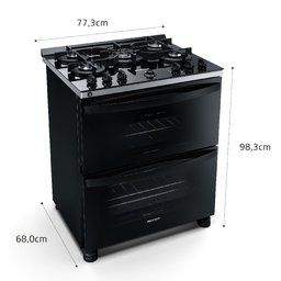 Fogão Brastemp 5 bocas Preto com duplo forno, mesa de vidro e turbo chama - BFD5VCE 110V - 3