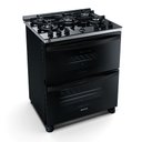 Ver imagem 2 de Fogão Brastemp 5 bocas Preto com duplo forno, mesa de vidro e turbo chama - BFD5VCE 110V